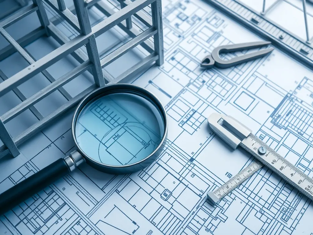 High-angle technical blueprint of a building structure with